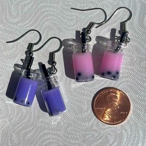 Boba Earring Sets, Pink and Purple